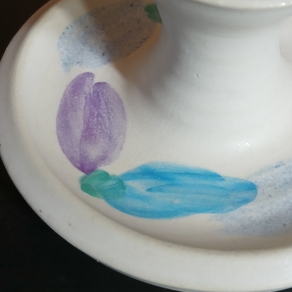 Flo Greig Studio Art Pottery Floral Chamberstick Candleholder - Picture 11 of 14